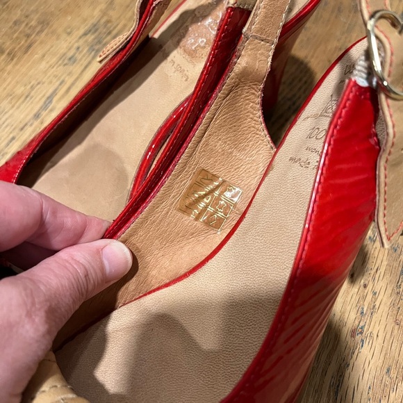 ❤️ WONDERS RED SLINGBACK HEELS WITH BOW - SIZE 38 - 100% LEATHER - Picture 9 of 15